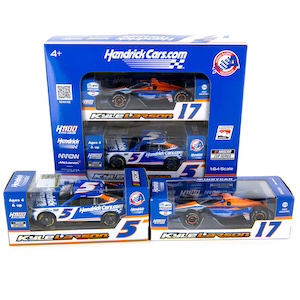 Kyle Larson #5 and #17 1/64th 2024 Lionel Hendrickcars.com Indy car and NASCAR 2 car set