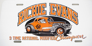 Richie Evans #61 metal license plate coupe 9 time champ