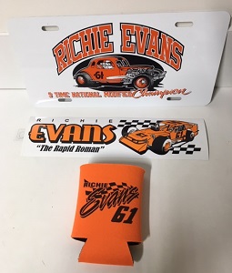 Richie Evans #61  license plate/coolee/ bumper strip set