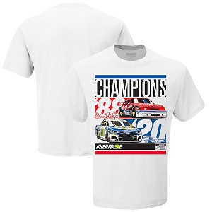 Chase Elliott #9 and Bill Elliott #9 NASCAR Champions white t-shirt Like father like son