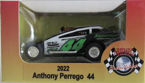 Anthony Perrego #44 1/64th 2022 Nutmeg Superior Remodeling dirt modified
