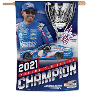 Kyle Larson #5 2021 Hendrickcars.com NASCAR Cup Champion vertical banner flag